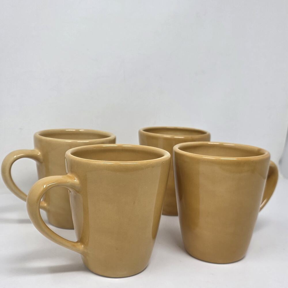 Pottery Barn Sausalito Amber Yellow Mug Made in China Set Of 4 **flaw